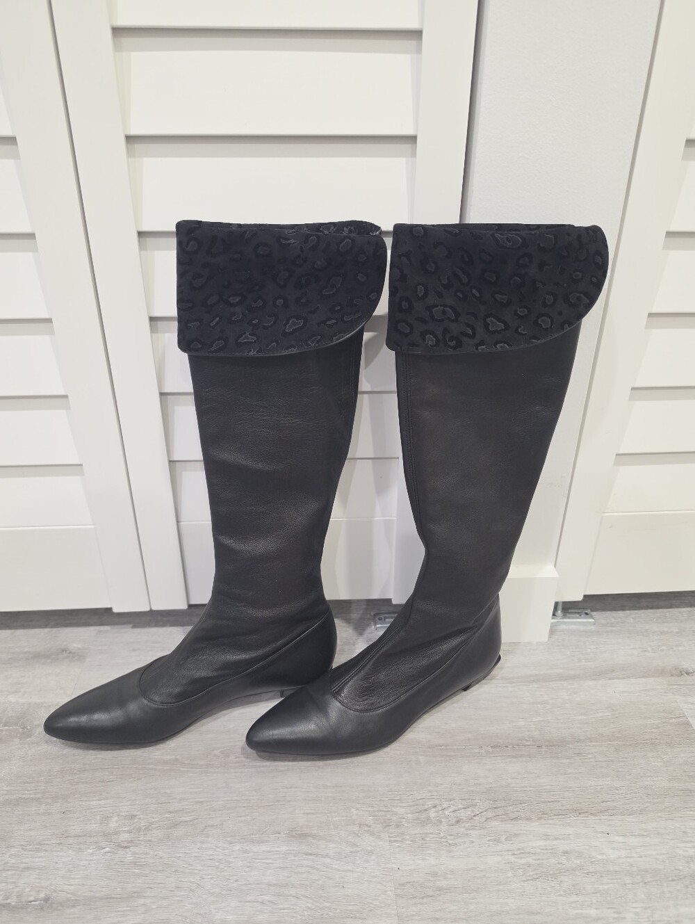 BRUNATE Italian Stretch Nappa Foldover Leather Riding Boots  Sz 8.5